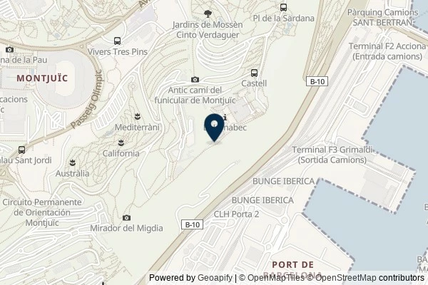 Map showing the area around: Dan Q found GC2192B Improvisado #2 Montjuïc- Rincón de paz