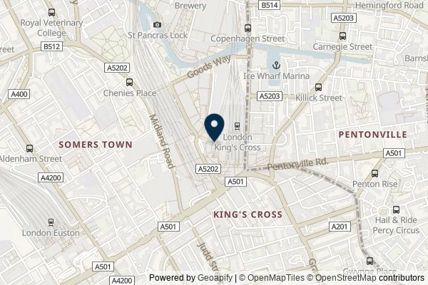 Map showing the area around: Dan Q found GC7B9CP Platform 9 3/4