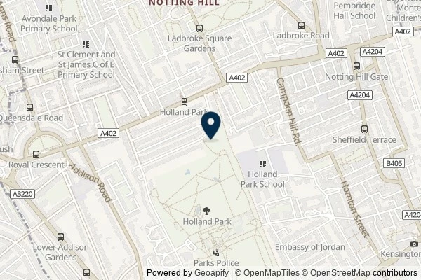 Map showing the area around: Dan Q found GL53DQ5A Holland Park #1
