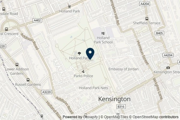Map showing the area around: Dan Q found GL53DQ7Z Holland Park #2