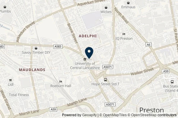 Map showing the area around: Dan Q found GL8V6N29 UCLan Library – St. Peter’s Church